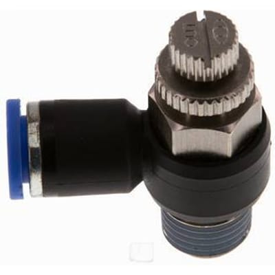 L-stuk Regelventiel 8 mm - R1/4'' Regeling-Uit Messing/Nylon