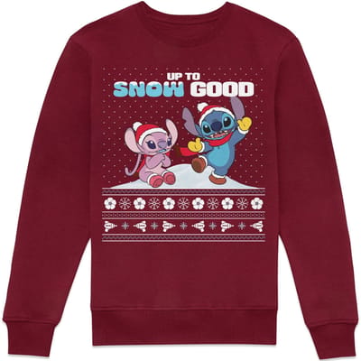 Disney Lilo & Stitch Christmas Jumper Sweatshirt - Burgundy - L