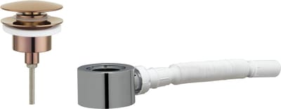 Ben Push Wastafel Afvoerplug Set - Afsluitbaar - met plat Meubelsifon 5/4" - Koper