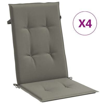 vidaXL - Stoelkussens - 4 - st - hoge - rug - 120x50x4 - cm - stof - donkergrijs