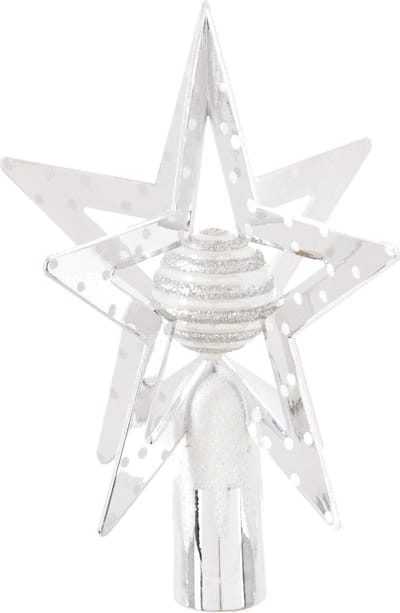 Feeric Christmas Kerstboom piek - ster - wit/zilver - H27 cm - kunststof - kerstboompiek