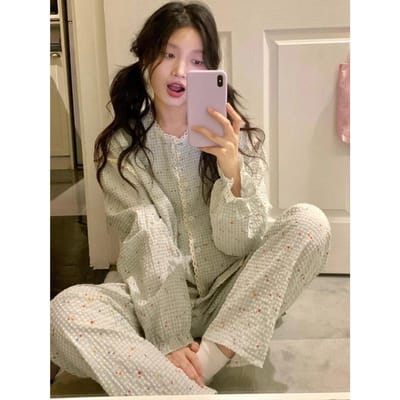 Damespyjama Nieuwe Herfst Lente Lange Mouw Zachte Nachtkleding Set Beer cartoon pyjama Vrouw Huis Nachtkleding Set Cardigan XXL