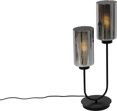 QAZQA laura - Art Deco Tafellamp - 2 lichts - H 64 cm - Grijs - Woonkamer | Slaapkamer | Keuken