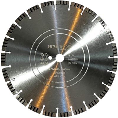Destructiontools diamant zaagblad 350mm – voor betonzaag/doorslijper – gewapend beton – asgat 25,4 mm | Genesis series