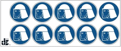 Gezicht hoofd en nekbescherming verplicht gebodssticker | 5 cm - 10 stuks per vel