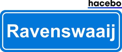 Hacebo - Plaatsnaam Sticker - 29x10 CM - Ravenswaaij sticker - Verkeersborden sticker - grappige cadeaus - Ravenswaaij