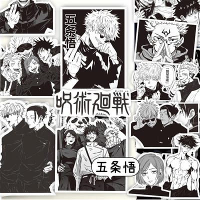 65 Stuks Zwart Wit Jujutsu Kaisen Anime Stickers Decoratie Koffer Scrapbooking Laptop Telefoon Schrijfwaren Manga Kinder Sticker
