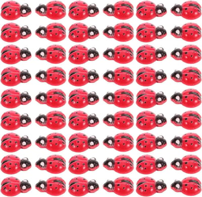 Mini Marienkevers Figuurtjes - Decoratie Insecten - Tuin Decoratie - Weerbestendig Resin - 0.8 x 0.8 x 0.2 cm - Rood
