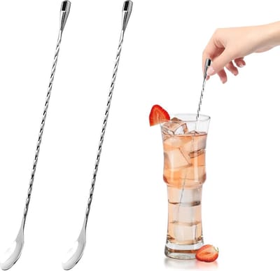 Cocktaillepels Roestvrij Staal - 2 Stuks Mix Lepels voor Dranken Menging