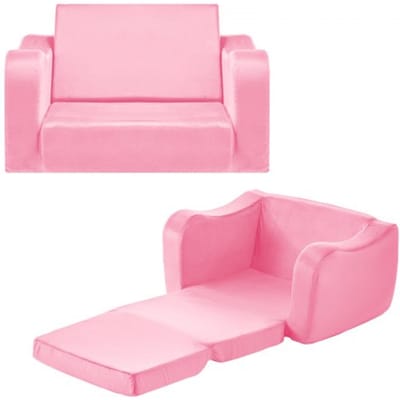 VEVOR Kinderbank, Kinderfauteuil van 28D-spons en korte pool met armleuningen, Peuterbank om te lezen en te spelen, Kinderbank, Slaapbank voor de speelkamer, Slaapkamer, Roze, Maat M