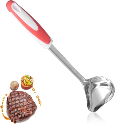 Roestvrijstalen sauslepel met tuit - ideaal voor koken, inmaken en serveren van soepen en sauzen, keukengerei voor elke chef
