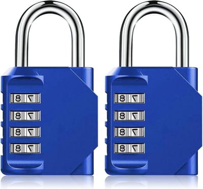 Veiligheidsslot met Cijfercode, 4-cijferig, Weerbestendig en Vorstbestendig, Robuuste Hangsloten voor Schuur, School en Gym (2 Stuks, Blauw)