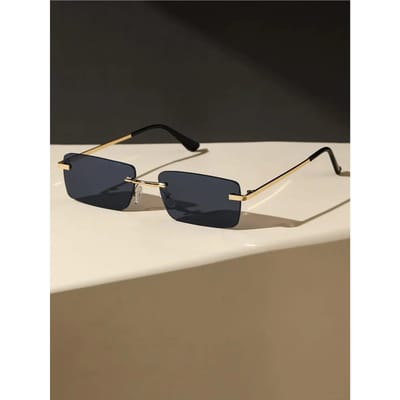 1 STuks Unisex Metalen Vierkant Frame Randloos Zonnebril UV Bescherming Voor Buiten Strandfeest Mode