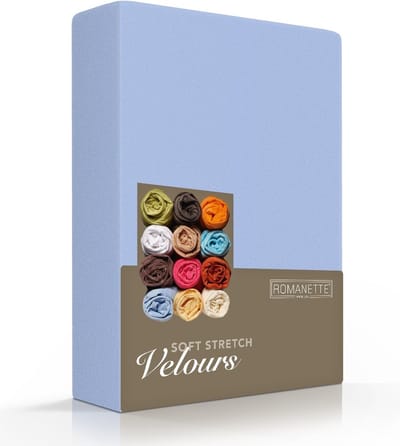 Romanette Hoeslaken Velours Blue-160/180/200 x 200/210/220 cm