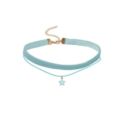 Jomide Choker Fluweel Sterretje - Lichtblauw
