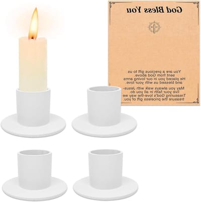 Set van 4 Retro Witte Kaarsenhouders voor Woonkamer, Eetkamer en Slaapkamer Decoratie, Perfect voor Feestdagen en Religieuze Ceremonies