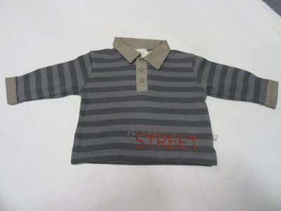 noukie's , jongens , polo lange louw , streep blauw / grijst , 3 maand 62