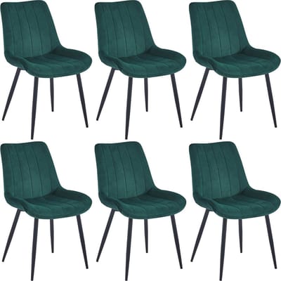 Colenis® - Verta Eetkamerstoel - Set Van 6 - Groen - Velvet - Industrieel