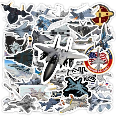 Coole Gevechtsvliegtuig Stickers F35 F16 MiG DIY Speelgoed Decoratieve Sticker voor Telefoon Bagage Laptop Helmen Skateboards Waterdicht gray