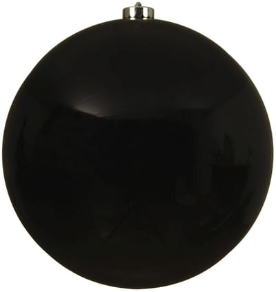 Decoris Kerstbal - zwart - groot - 20 cm - kunststof - glans - kerstversiering