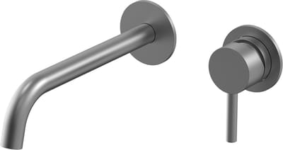 Inbouw wastafelmengkraan slim gun metal één-greeps bediening inclusief inbouwdeel