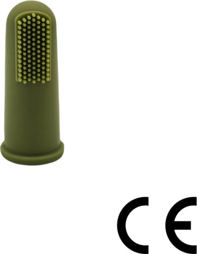 Baby tandenborstel - doorkomende tandjes - tandvlees massage - vinger tandenborstel - baby/peuter - silicone - vingertandenborstel baby - Groen inclusief opbergdoosje - 2 stuks