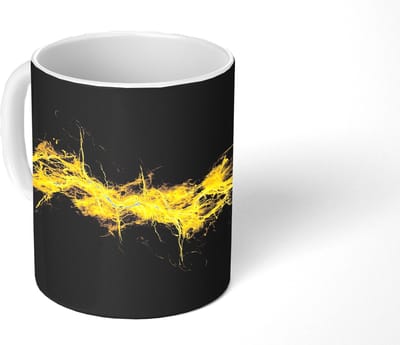Mok - Koffiemok - Elektriciteit - Geel - Energie - Mokken - 350 ML - Beker - Koffiemokken - Theemok