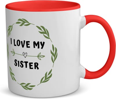Akyol - i love my sister koffiemok - theemok - rood - Zus - liefste zus - verjaardag - cadeautje voor zus - zus artikelen - kado - geschenk - 350 ML inhoud