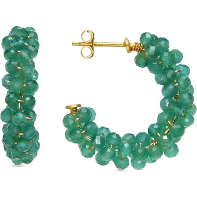 Luxenter Oorbellen van 925 sterling zilver en groene Paraiba hydrothermale kwarts met 18k geelgoud afwerking - Rariki