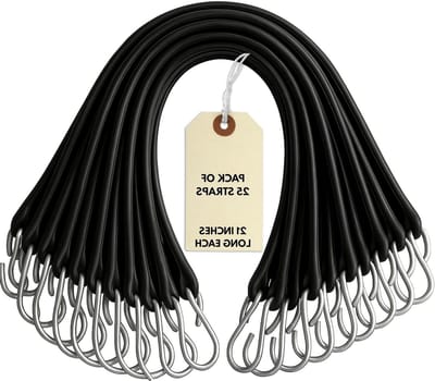 Rubberen Koord - Spanbanden Haken - Lading Zekeren - Weerbestendig Ontwerp - 25 Stuks 53 cm - Zwart