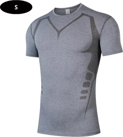 Livano Sportshirt Heren - Sport - Fitness - Compressie Shirt - Corrigerend Hemd - Sportkleding - Mannen - Grijs - S