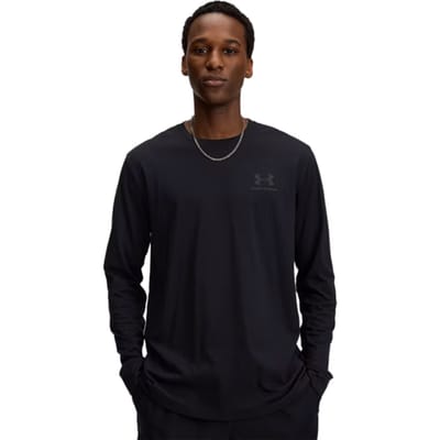 Under Armour UA SPORTSTYLE LEFT CHEST LS-BLK Heren Sportshirt - Zwart - Pitch Grijs