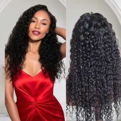 Braziliaanse Remy dames water diep golf pruiken- 26inch 60,6 cm# 100% Human Hair wig _ Brazilian water Deep Curly Pre Gepluk- 13x4 lace front wigs