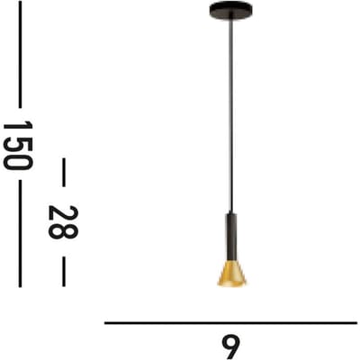 Searchlight Hanglamp Signal, Ø 9 cm, zwart/goudkleurig, metaal