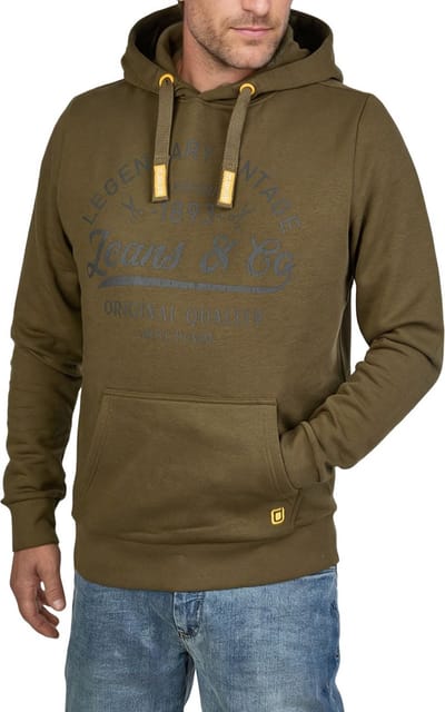 riverso Heren trui RIVArmin regular fit Olijf 3XL Volwassenen Warme Sweater met Vintage Print & Capuchon