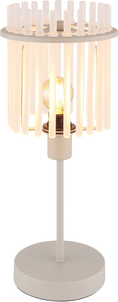Tafellamp Tafellamp Nachtlamp Glazen staven Slaapkamerlamp zandkleurig satijn, 1x E14 fitting, DxH 15x37,5 cm
