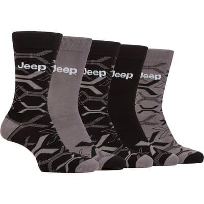 Heren Bamboe Dress Sokken | Jeep | 5-Pack Ademend Vrijetijdssokken voor Elke Dag - Zwart / Charcoal