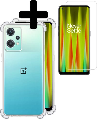 Hoesje - Met Screenprotector - Geschikt voor OnePlus Nord CE 2 Lite - Sterk & Shockproof - Siliconen Case - Back Cover - Telefoon Hoes - Shock Proof - Telefoonhoesjes - Transparant