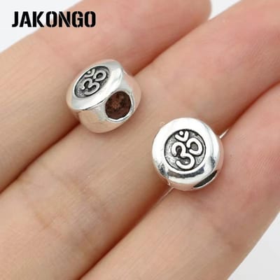 10 Stuks Antiek Zilverkleurig Yoga Om Spacer Kralen Geschikt voor Sieraden Maken Armband Diy Handgemaakte Ambacht 10 Mm brown
