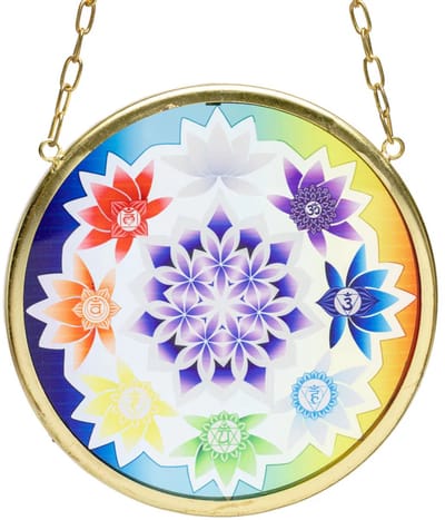 Raamdecoratie glas Chakra lotus rond - Ø15 cm x 38 cm