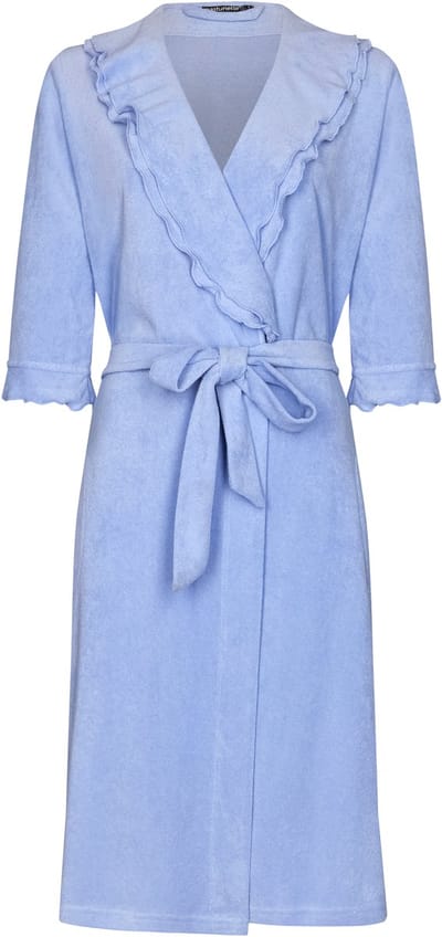 Badjas Pastunette Premium - Ruffle - Blauw - Badstof - Maat L