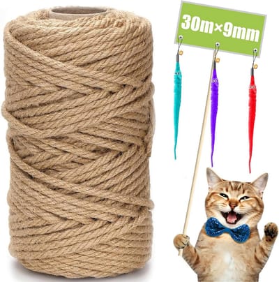 Natuurlijk sisaltouw voor katten - 9 mm x 30 m met kattenspeeltjes