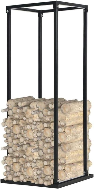 Brandhoutrek met bodem - Haardhout opslag - Open haard hout - Stabiel en robuust staal - 37 x 113 cm