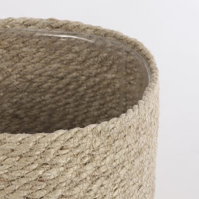 Mica Decorations Atlantic Plantenmand – H 20 x Ø 20 cm – Handgemaakt Jute – Crème – Met Plastic Voering