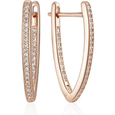 Rose Goud Kleur V Vorm Oorbellen Voor Vrouwen Mode Natuurlijke Zirkonia Accessoires Hoge Kwaliteit Dagelijkse Sieraden beige