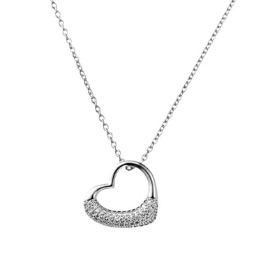 Decopatent - Halsketting Ketting Dames met Hart - Harten Schakelketting Verstelbaar van 40 tot 45 Cm. - Nikkelvrij - Kettingen met bedel hanger vrouw - Elegant Cadeau - Zilverkleurig