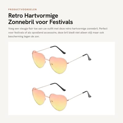 Zonnebril, hart, 2 stuks, hart, hippie, bril, hippie, metalen frame, retro zonnebril, vintage, voor vrouwen, meisjes - ShopVlot