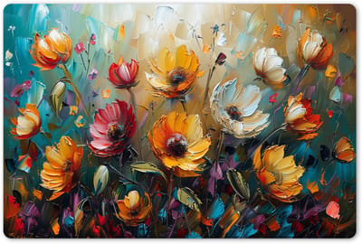Placemats 45x30 cm - Placemat kunststof - 1 stuk - Bloemen - Verf - Kunst - Modern - Borden onderleggers - Decoratie voor op tafel - Keuken tafeldecoratie accessoires - Vinyl onderlegger - Tafelversiering