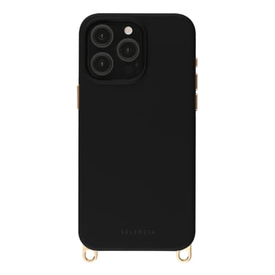 Selencia Hoesje - Geschikt voor iPhone 15 Pro Max - Rivièra geschikt voor MagSafe Backcover met afneembare haakjes - Velvet Black