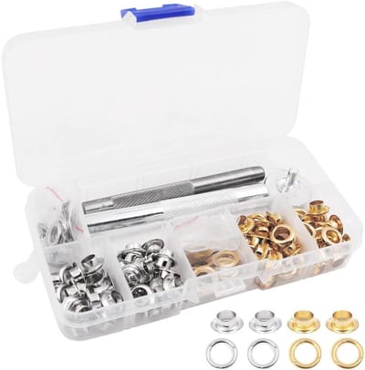 Doorvoertules Kit - Oogjes Set - Lederwerk Repareren - Koperen Materiaal - 100 Sets - Goud Zilver